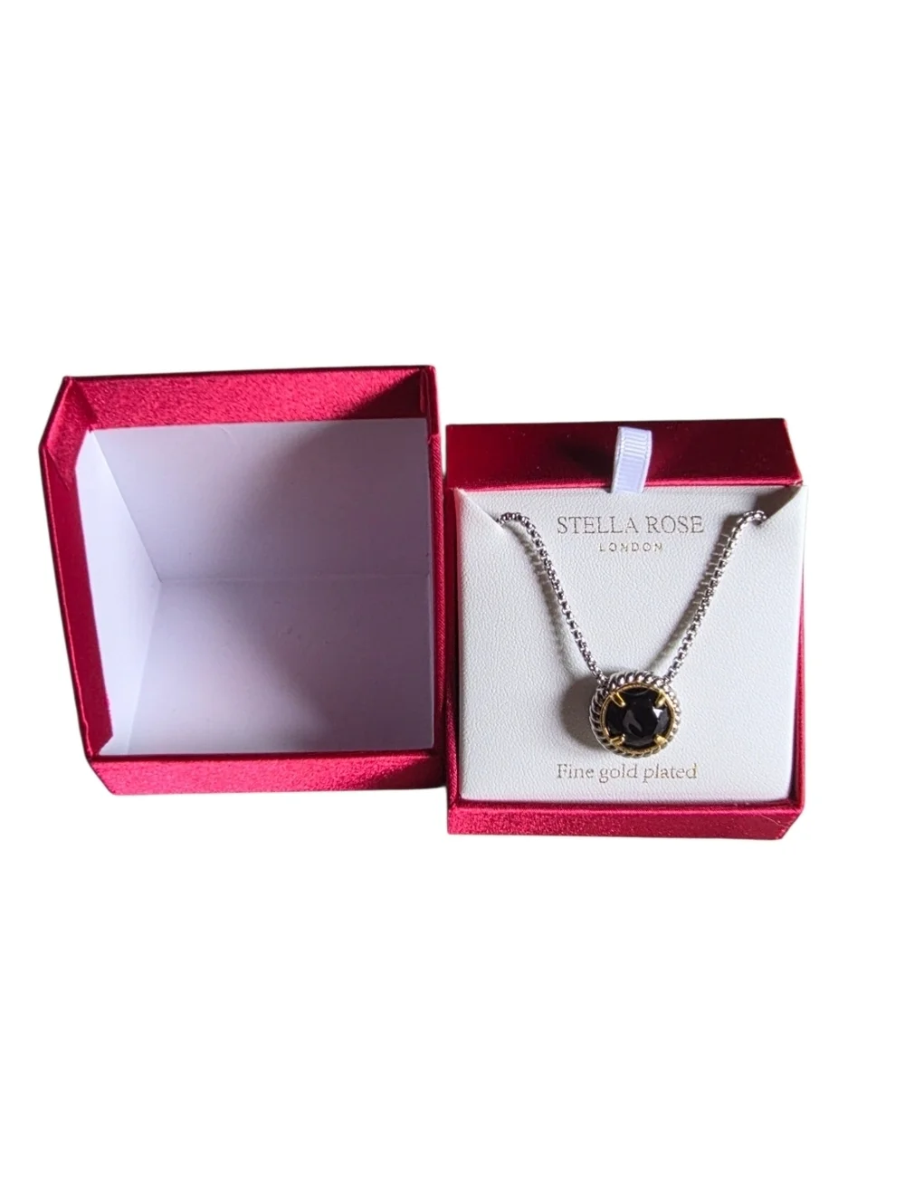 Elegant Black Stone Pendant Necklace with Silver Chain